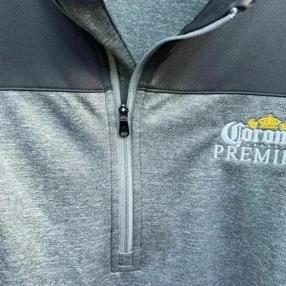 MEN’S ADIDAS GOLF CUSTOM EMBROIDERED CORONA PULLOVER SHIRT•DARK AND LIGHT GREY• - Picture 5 of 7